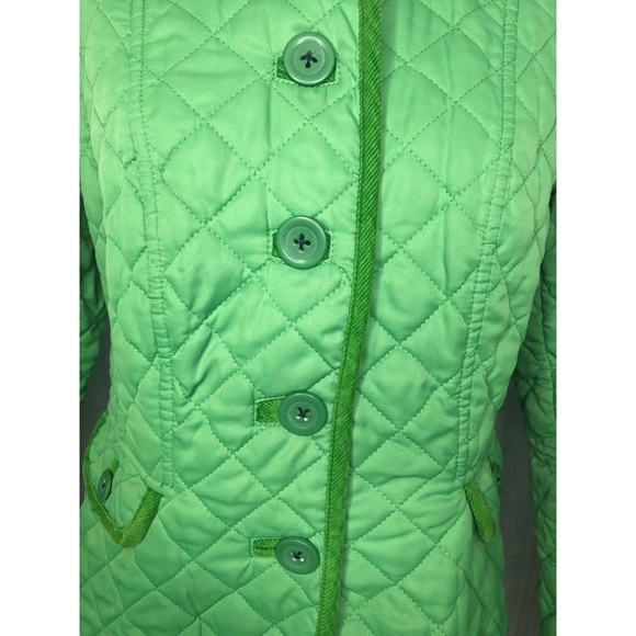 Boden Quilted Button Down Jacket Corduroy Trim Green Sz 6 - Picture 3 of 12